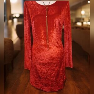 No Boundaries Crimson Velvet Long Sleeve Dress